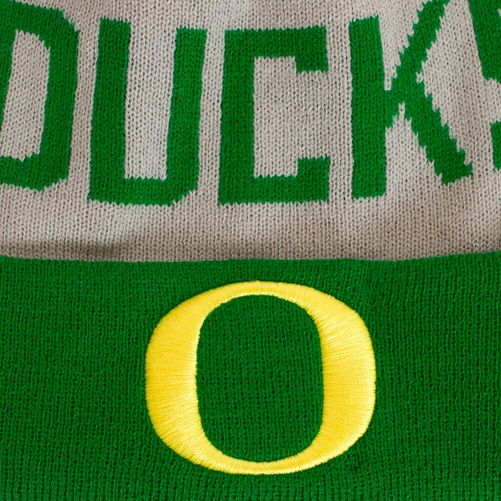 Classic Oregon O, Nike, Grey, Beanie, Acrylic, Accessories, Unisex, Cuffed, Peak, Pom, Hat, 916385